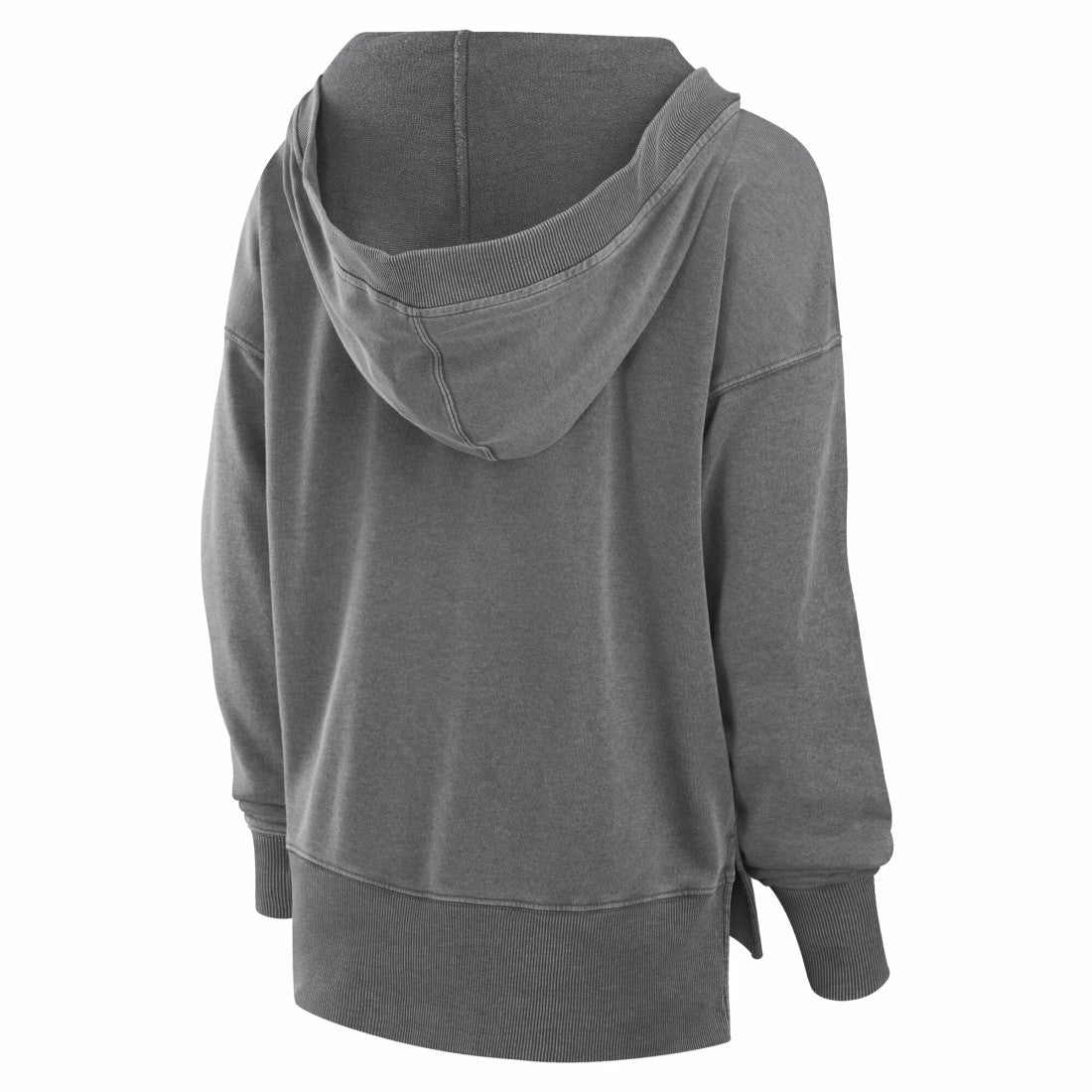 New York Jets Women's Initiative Snow Wash French Terry V-Neck Pullover Hoodie Heather Charcoal