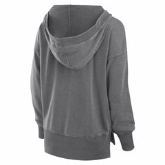 New York Jets Women's Initiative Snow Wash French Terry V-Neck Pullover Hoodie Heather Charcoal