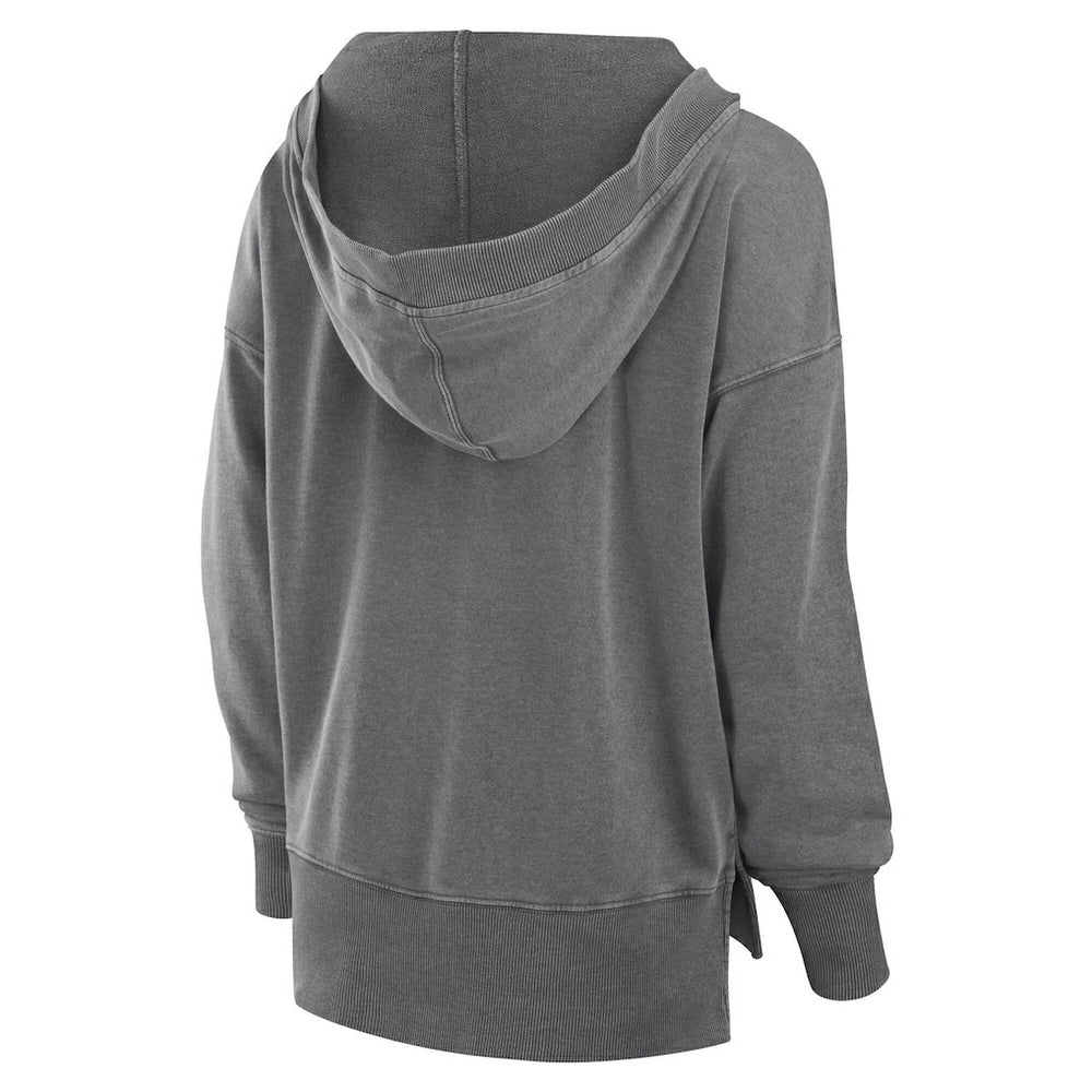 Minnesota Vikings Women's Initiative Snow Wash French Terry V-Neck Pullover Hoodie Heather Charcoal