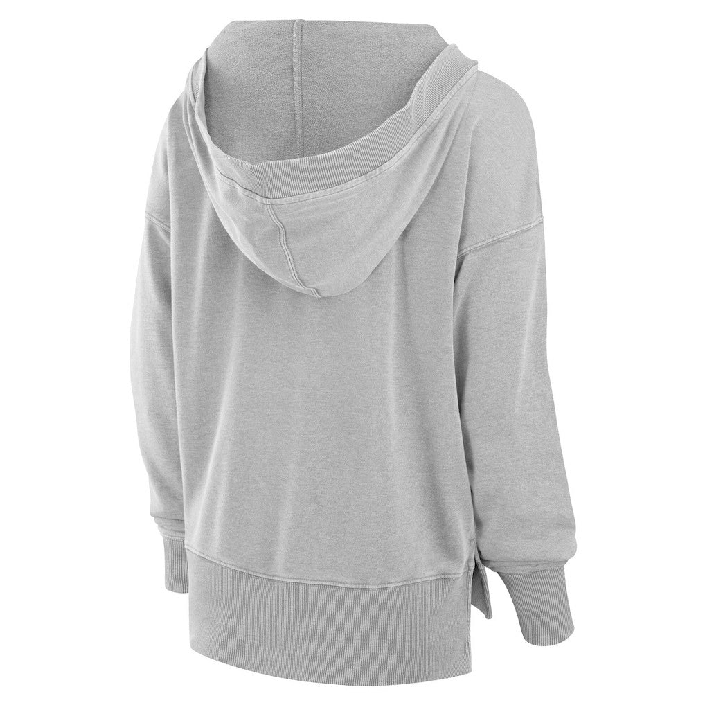 Miami Dolphins Women's Initiative Snow Wash French Terry V-Neck Pullover Hoodie Heather Gray