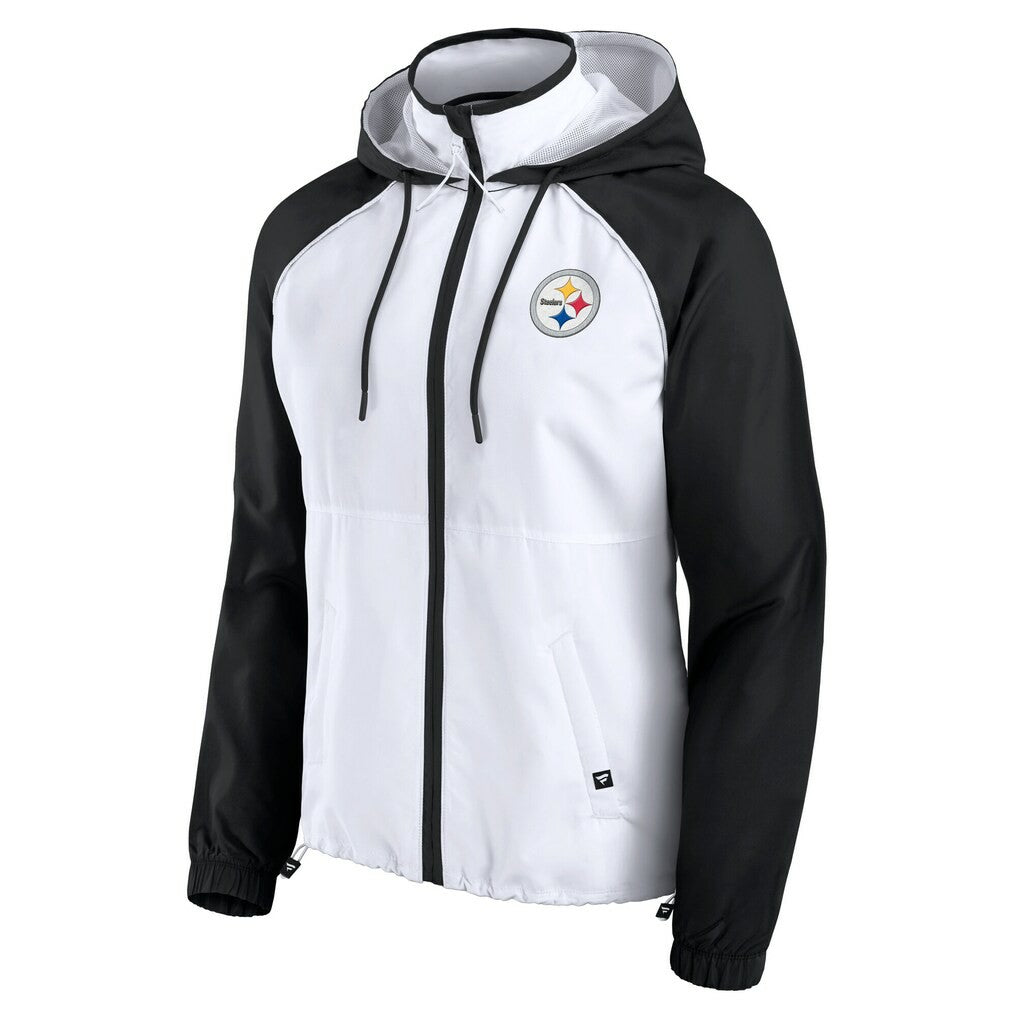 Pittsburgh Steelers Women's Full-Zip Anorak Hoodie Jacket White
