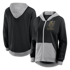 NHL Vegas Golden Knights Logo Athletic Women's Hit It French Terry Full-Zip Hoodie - Black