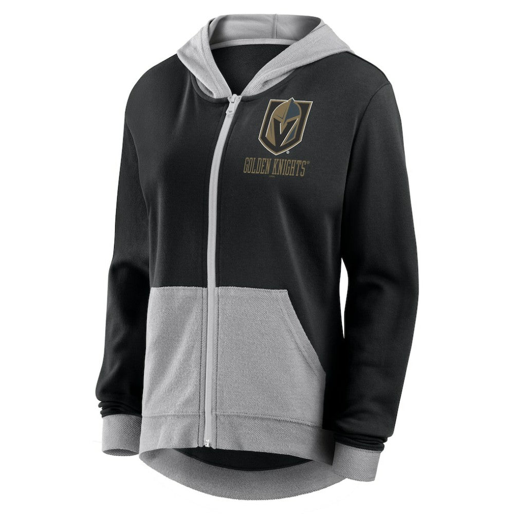 NHL Vegas Golden Knights Logo Athletic Women's Hit It French Terry Full-Zip Hoodie - Black