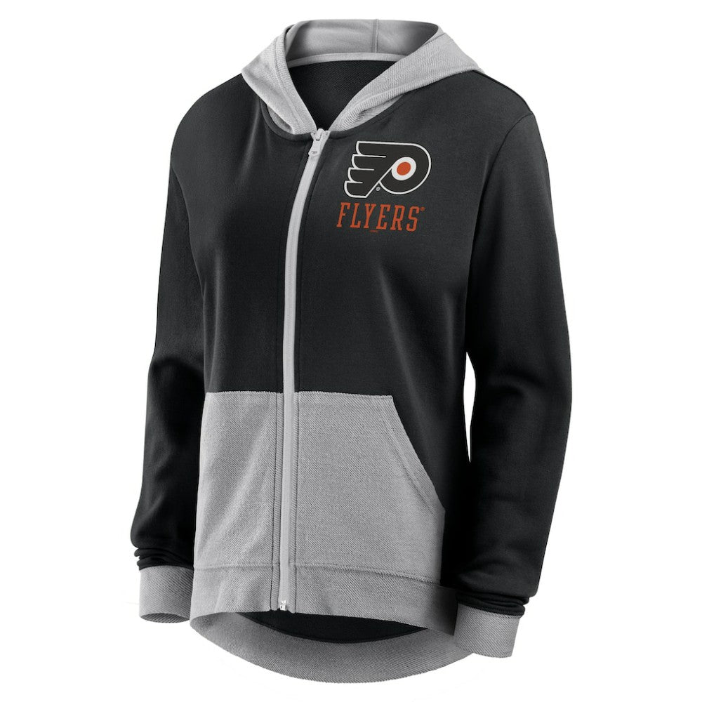 NHL Philadelphia Flyers Logo Athletic Women's Hit It French Terry Full-Zip Hoodie - Black