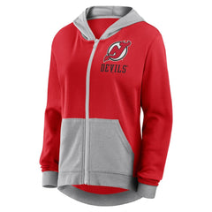 NHL New Jersey Devils Logo Athletic Women's Hit It French Terry Full-Zip Hoodie - Red