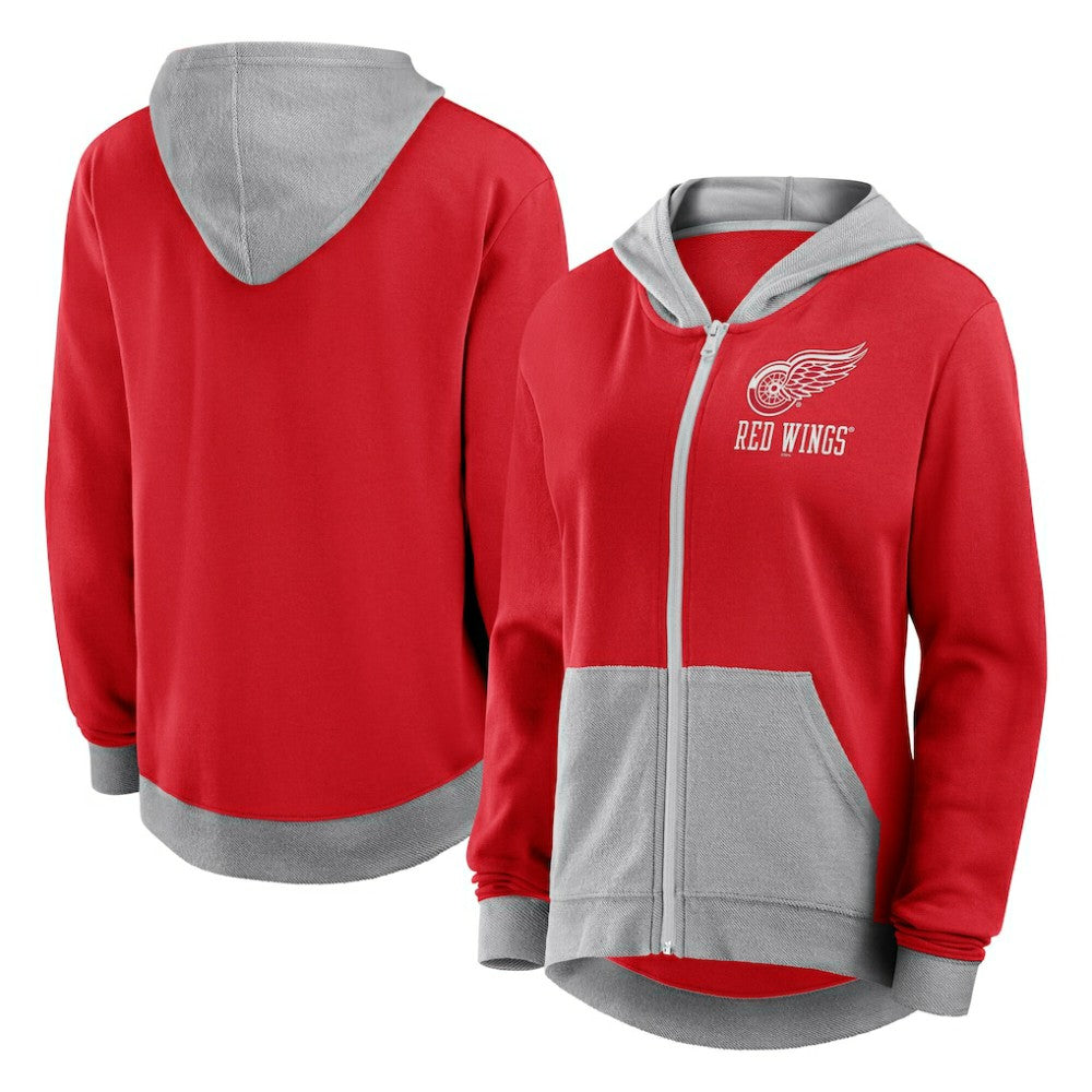 NHL Detroit Red Wings Logo Athletic Women's Hit It French Terry Full-Zip Hoodie - Red