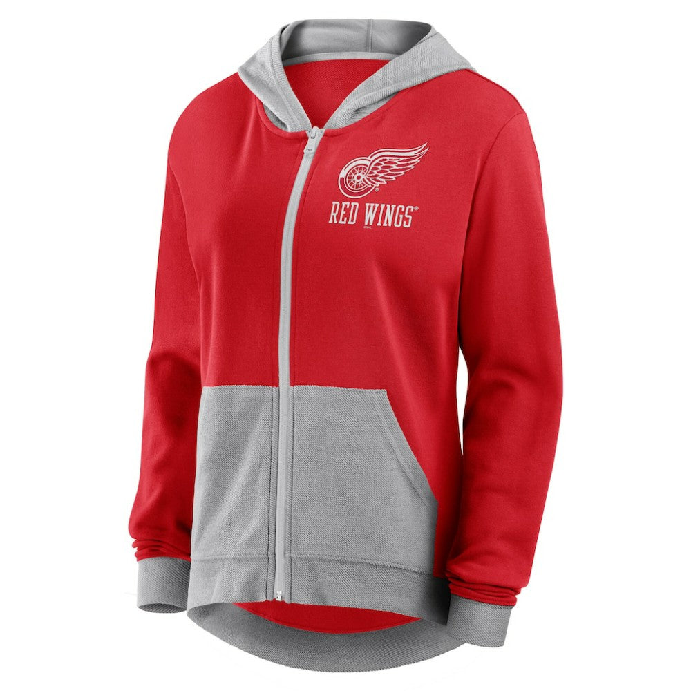 NHL Detroit Red Wings Logo Athletic Women's Hit It French Terry Full-Zip Hoodie - Red