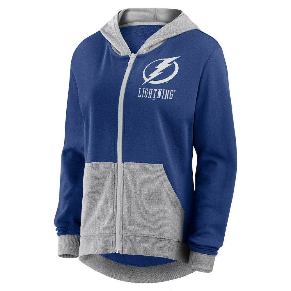 NHL Tampa Bay Lightning Logo Athletic Women's Hit It French Terry Full-Zip Hoodie - Blue