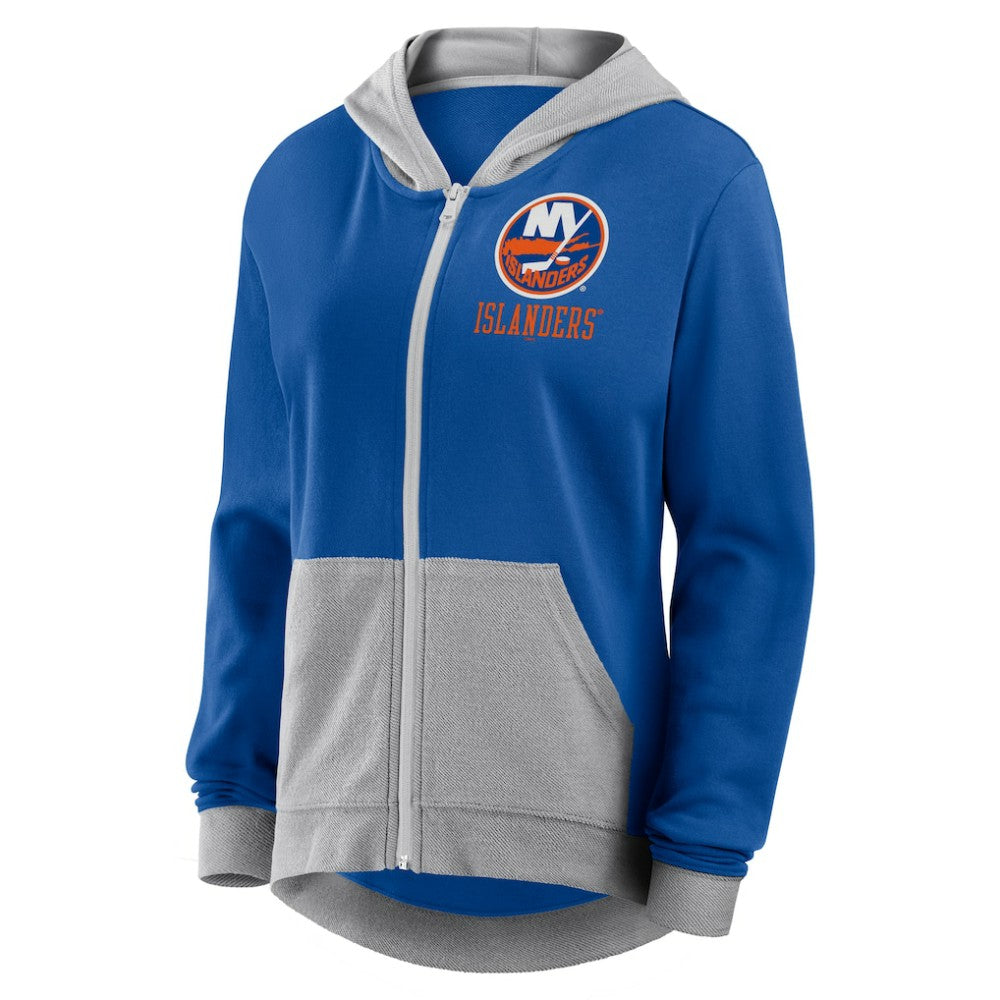 NHL New York Islanders Logo Athletic Women's Hit It French Terry Full-Zip Hoodie - Royal