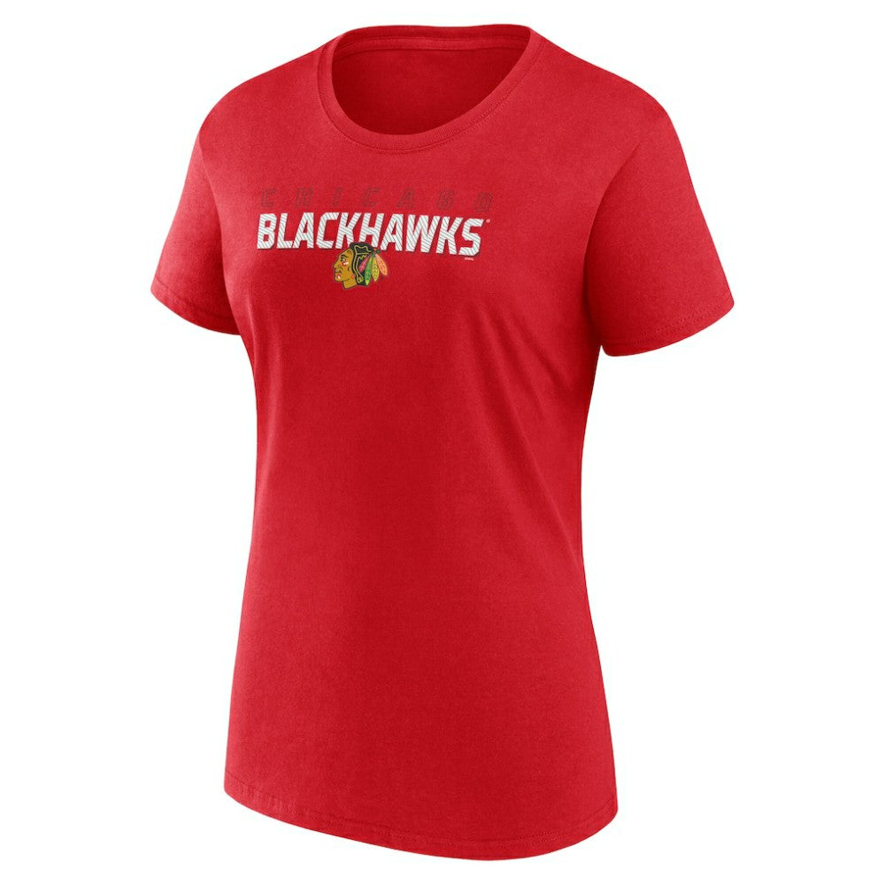 NHL Chicago Blackhawks Logo Athletic Women's Launch Scoop Neck T-Shirt - Red
