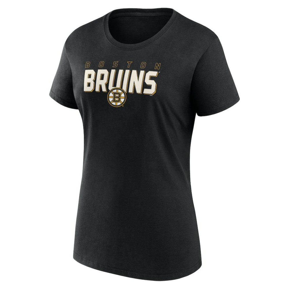 NHL Boston Bruins Logo Athletic Women's Launch Scoop Neck T-Shirt - Black