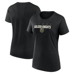 NHL Vegas Golden Knights Logo Athletic Women's Launch Scoop Neck T-Shirt - Black