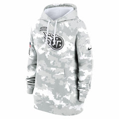 Tennessee Titans Women's 2024 Salute To Service Club Fleece Oversized Pullover Hoodie Arctic Camo