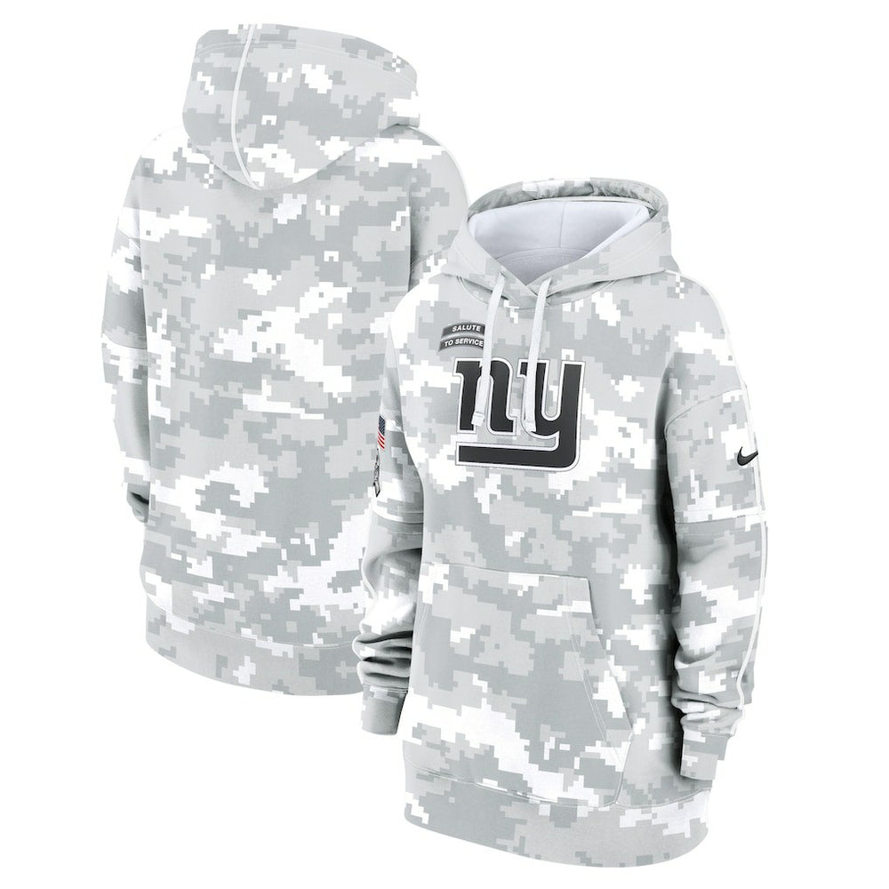 New York Giants Women's 2024 Salute To Service Club Fleece Oversized Pullover Hoodie Arctic Camo