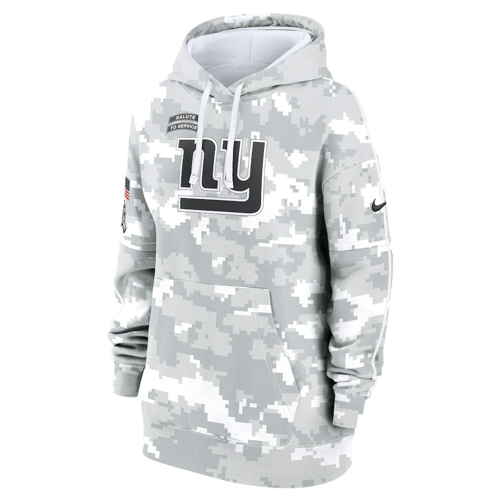 New York Giants Women's 2024 Salute To Service Club Fleece Oversized Pullover Hoodie Arctic Camo