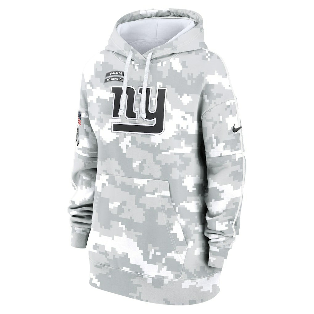 New York Giants Women's 2024 Salute To Service Club Fleece Oversized Pullover Hoodie Arctic Camo