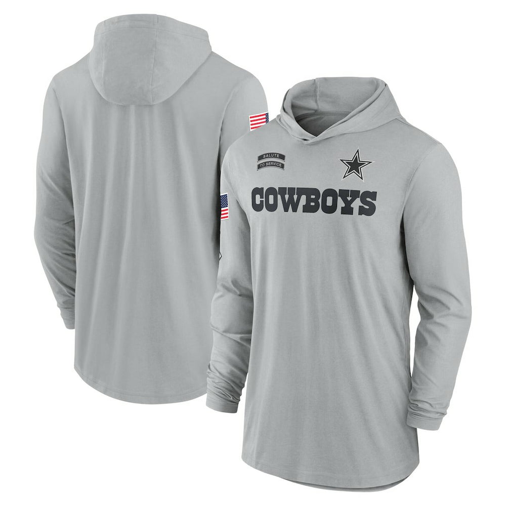 Dallas Cowboys 2024 Salute to Service Lightweight Dri-FIT Long Sleeve Hoodie T-Shirt Gray