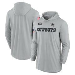 Dallas Cowboys 2024 Salute to Service Lightweight Dri-FIT Long Sleeve Hoodie T-Shirt Gray