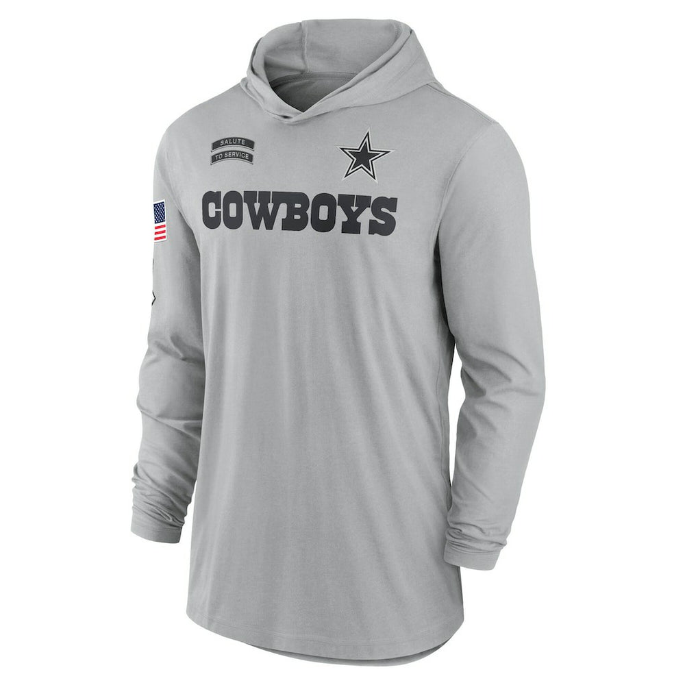 Dallas Cowboys 2024 Salute to Service Lightweight Dri-FIT Long Sleeve Hoodie T-Shirt Gray