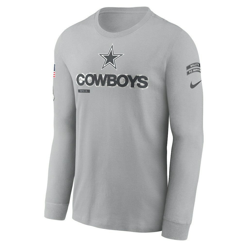 Dallas Cowboys 2024 Salute To Service Long Sleeve T-Shirt Gray
