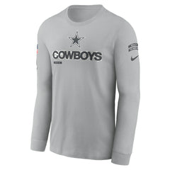 Dallas Cowboys 2024 Salute To Service Long Sleeve T-Shirt Gray