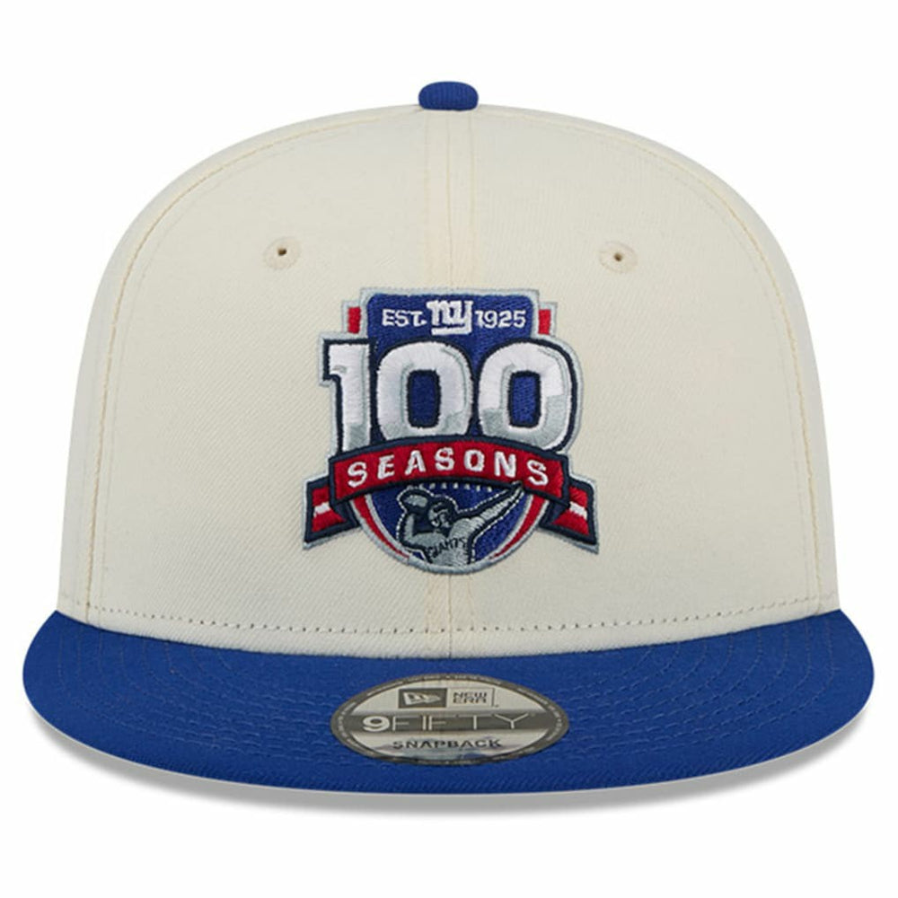 New York Giants New Era 100th Season Two-Tone 9FIFTY Snapback Hat Cream/Royal
