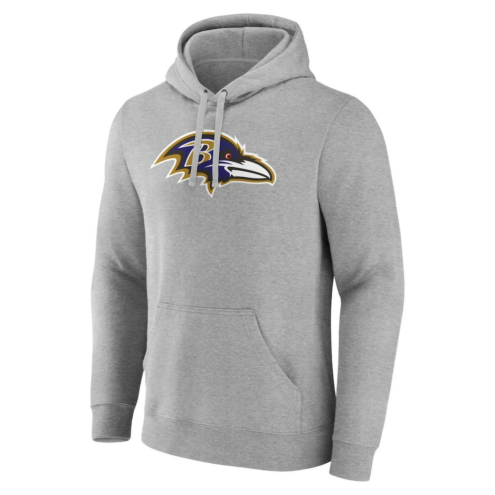 Lamar Jackson Baltimore Ravens Icon Player Name & Number Pullover Hoodie Gray