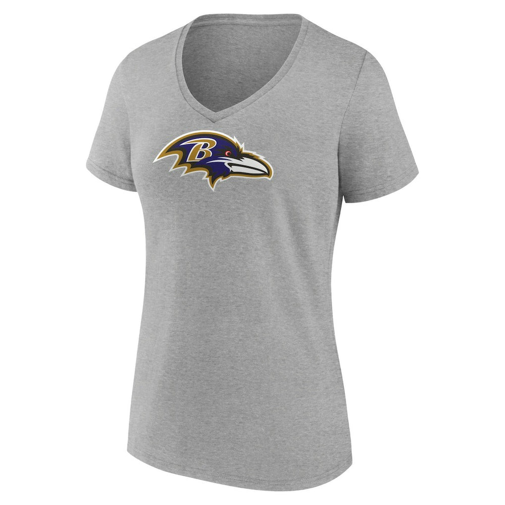 Lamar Jackson Baltimore Ravens Women's Icon Player Name & Number V-Neck T-Shirt Gray