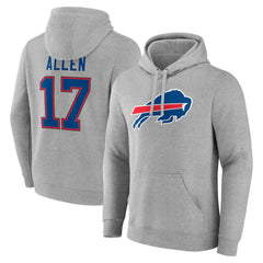 Josh Allen Buffalo Bills Icon Player Name & Number Pullover Hoodie Gray