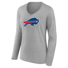 Josh Allen Buffalo Bills Women's Icon Player Name & Number Long Sleeve V-Neck T-Shirt Gray