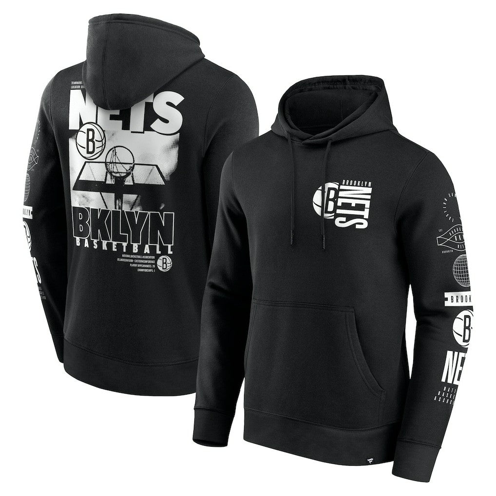 Brooklyn Nets Game Time Crossover Pullover Hoodie Black