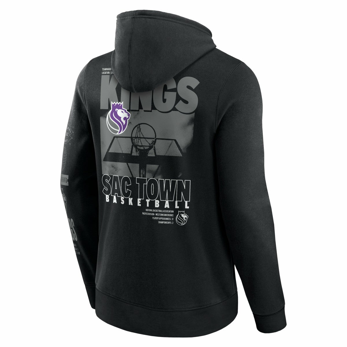 Sacramento Kings Game Time Crossover Pullover Hoodie Black