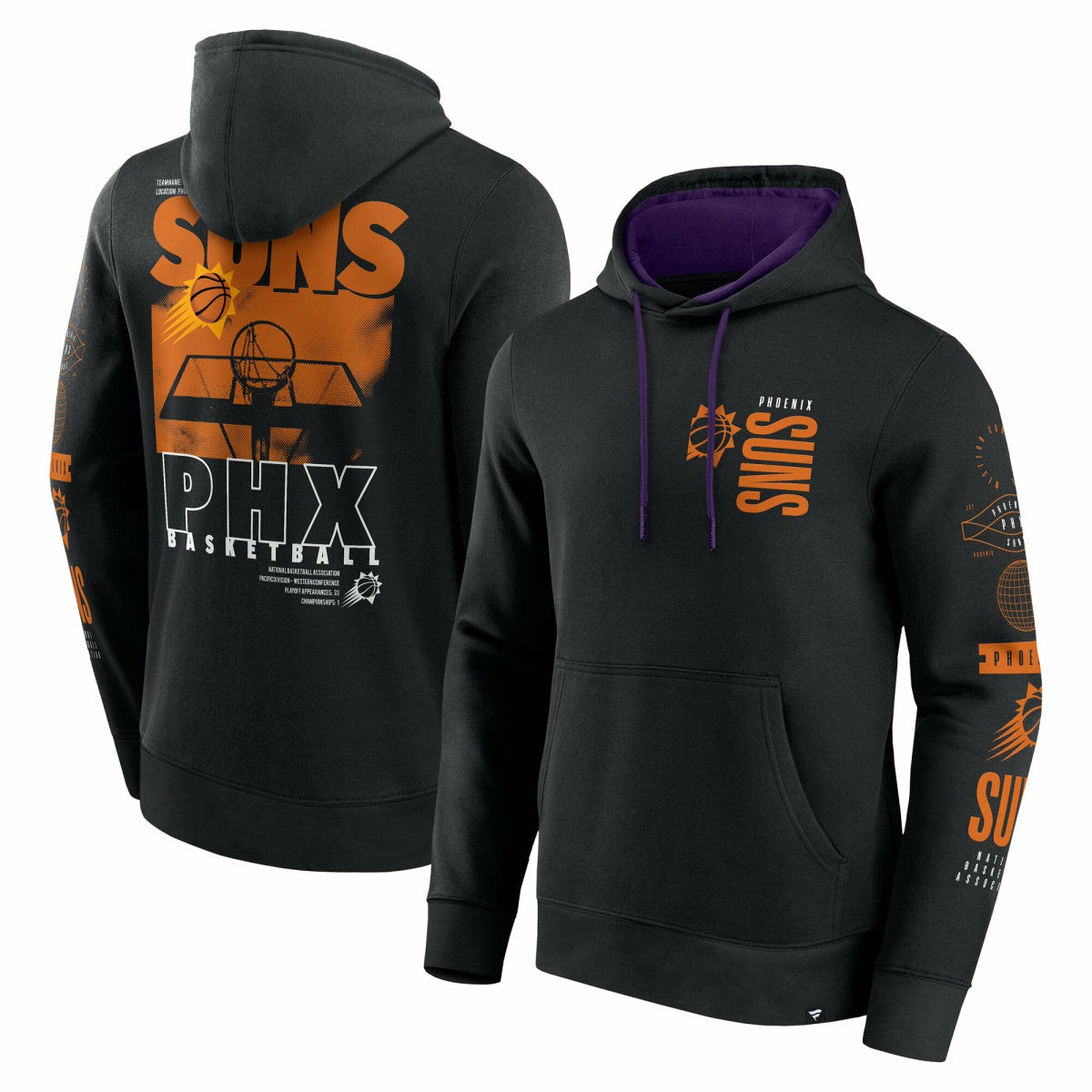 Phoenix Suns Game Time Crossover Pullover Hoodie Black