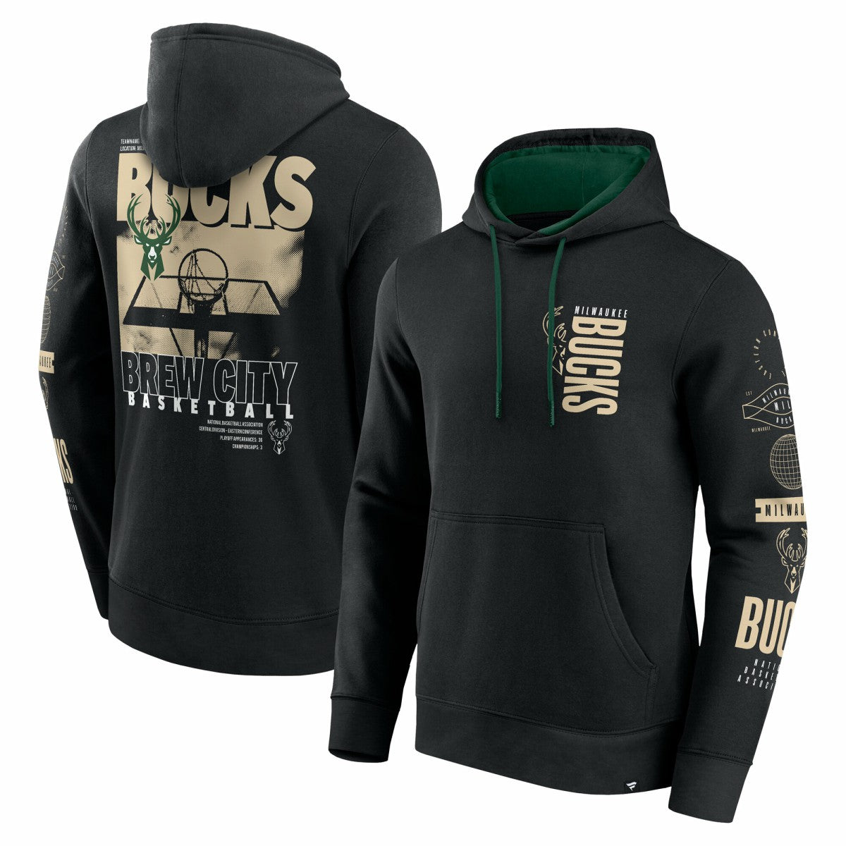 Milwaukee Bucks Game Time Crossover Pullover Hoodie Black