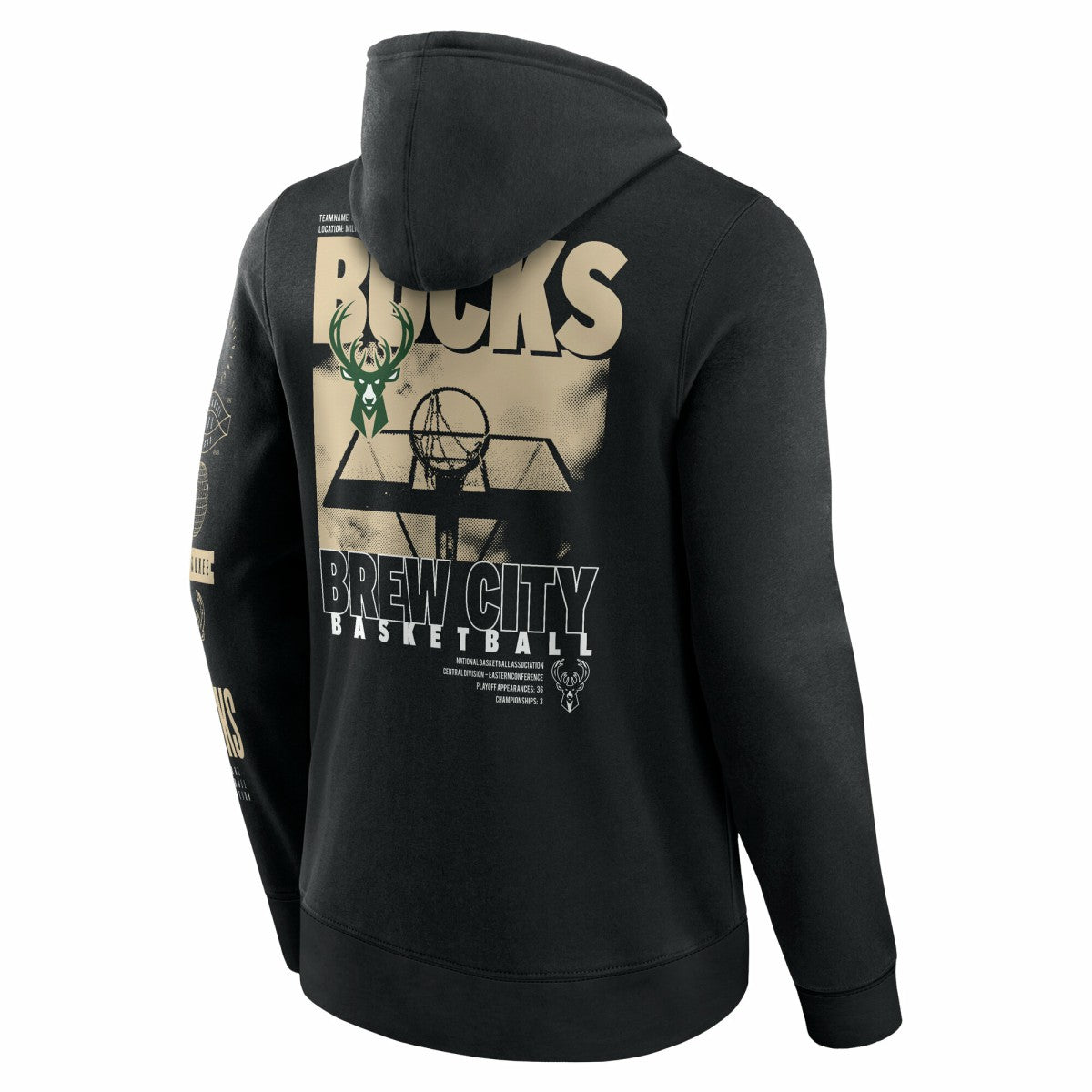 Milwaukee Bucks Game Time Crossover Pullover Hoodie Black