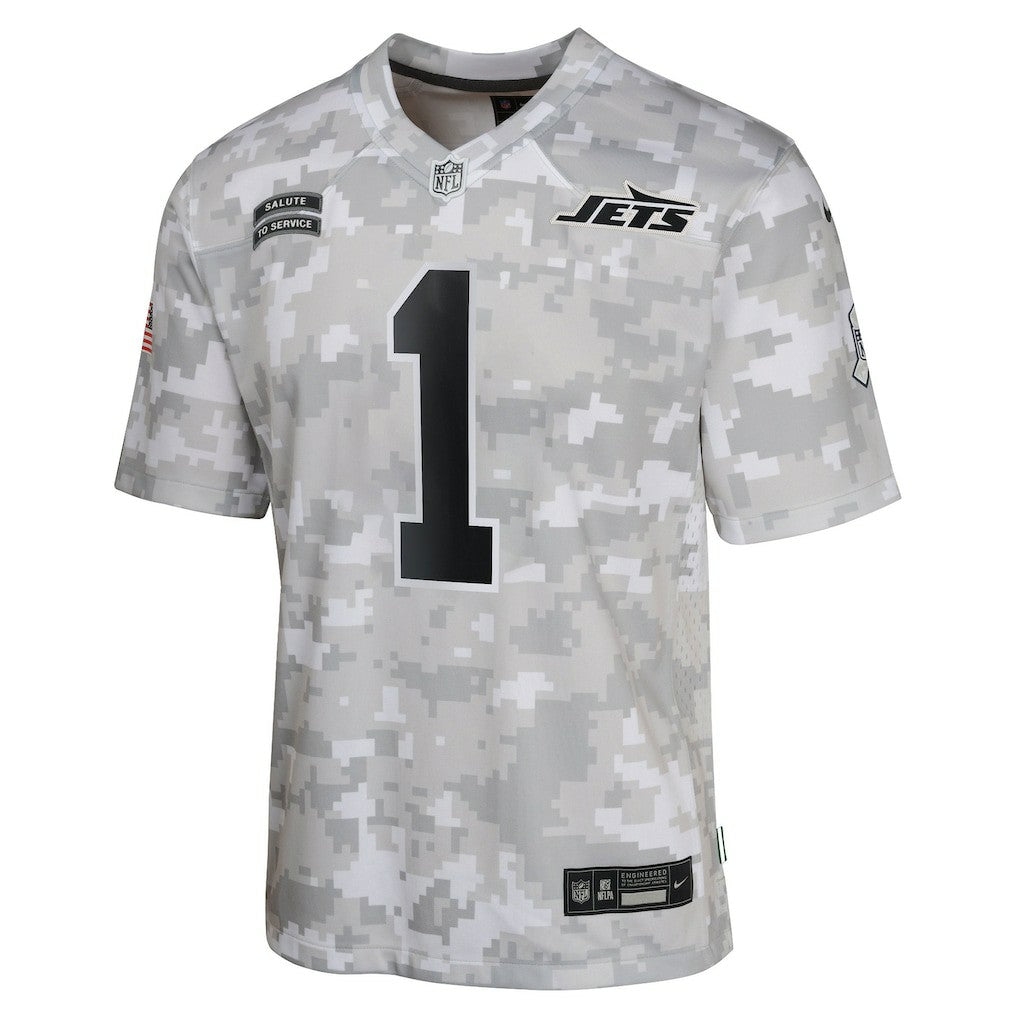 Sauce Gardner New York Jets Youth 2024 Salute to Service Game Jersey Arctic Camo