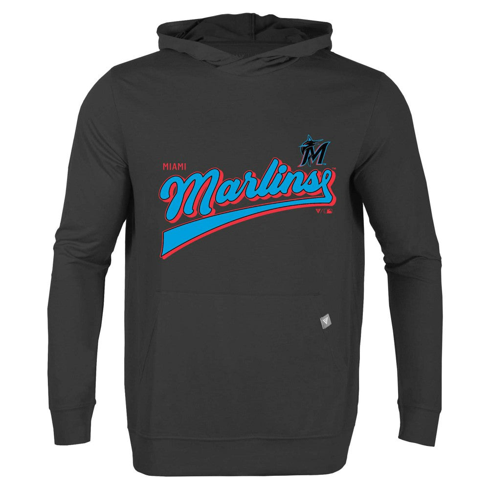 Miami Marlins Levelwear  Relay 2.0 Retro Pullover Hoodie - Black Hoodies
