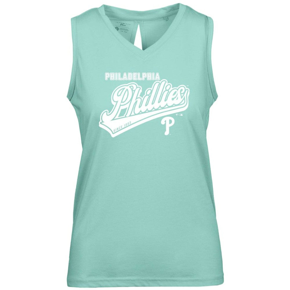 Philadelphia Phillies Levelwear Women's  Paisley Sweep V-Neck Tank Top - Mint Tanks