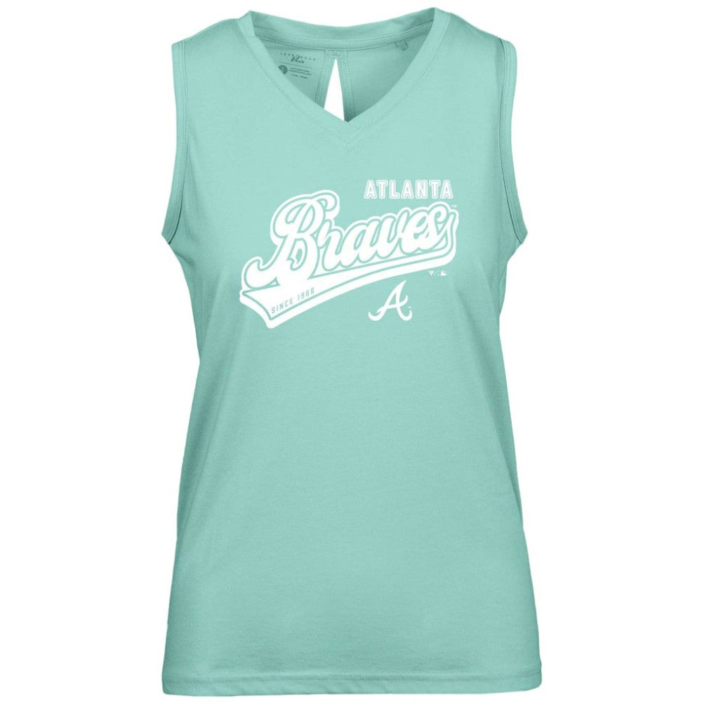 Atlanta Braves Levelwear Women's  Paisley Sweep V-Neck Tank Top - Mint Tanks
