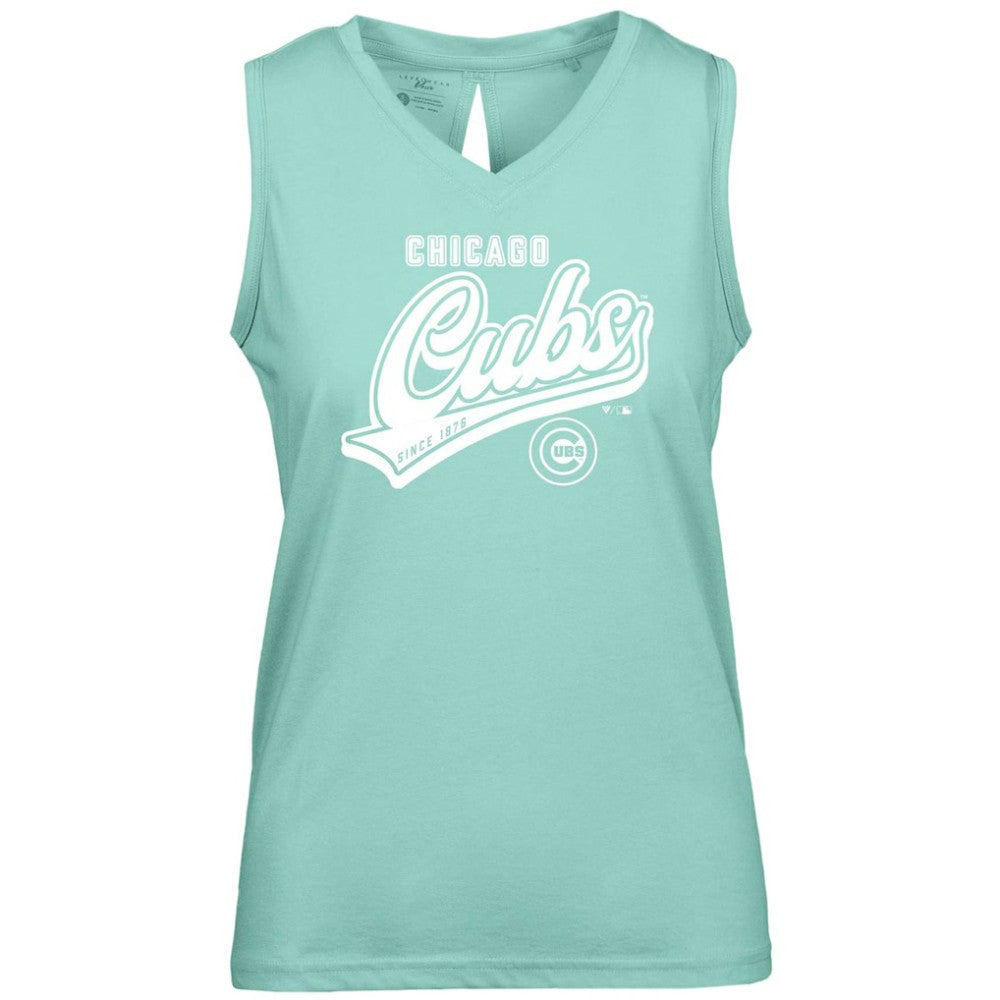 Chicago Cubs Levelwear Women's  Paisley Sweep V-Neck Tank Top - Mint Tanks