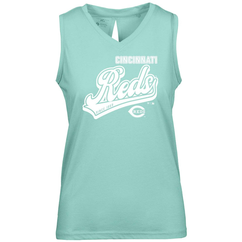 Cincinnati Reds Levelwear Women's  Paisley Sweep V-Neck Tank Top - Mint Tanks