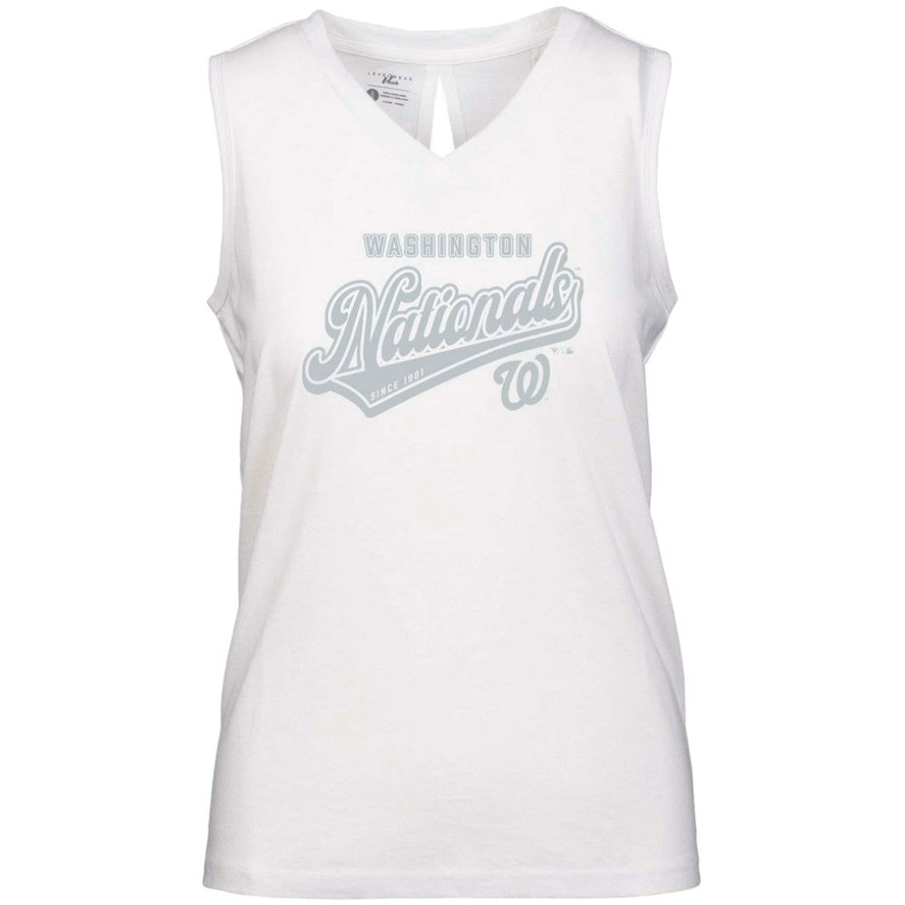 Washington Nationals Levelwear Women's  Paisley Sweep V-Neck Tank Top - White Tanks
