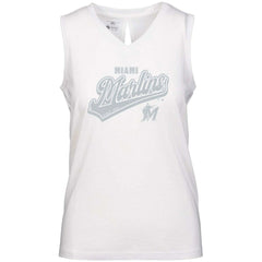Miami Marlins Levelwear Women's  Paisley Sweep V-Neck Tank Top - White Tanks