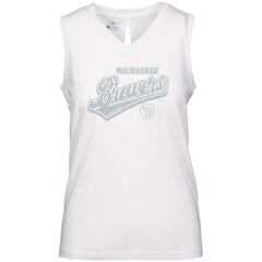 Milwaukee Brewers Levelwear Women's  Paisley Sweep V-Neck Tank Top - White Tanks