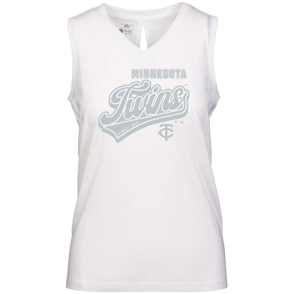 Minnesota Twins Levelwear Women's  Paisley Sweep V-Neck Tank Top - White Tanks