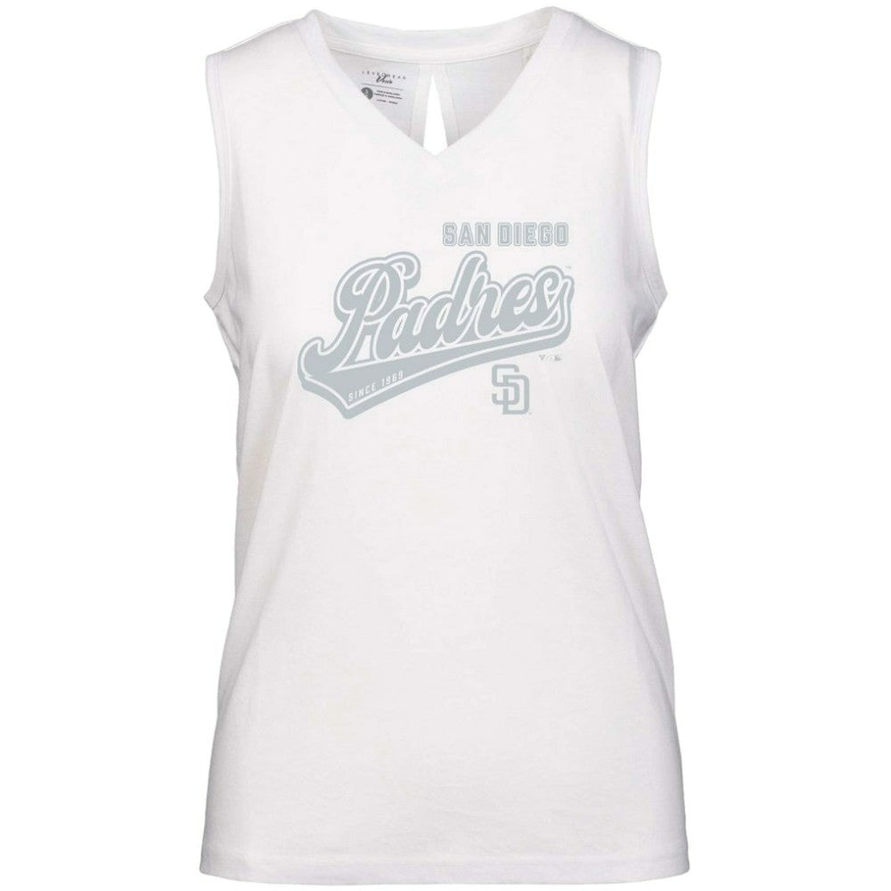 San Diego Padres Levelwear Women's  Paisley Sweep V-Neck Tank Top - White Tanks
