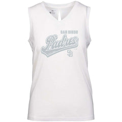 San Diego Padres Levelwear Women's  Paisley Sweep V-Neck Tank Top - White Tanks