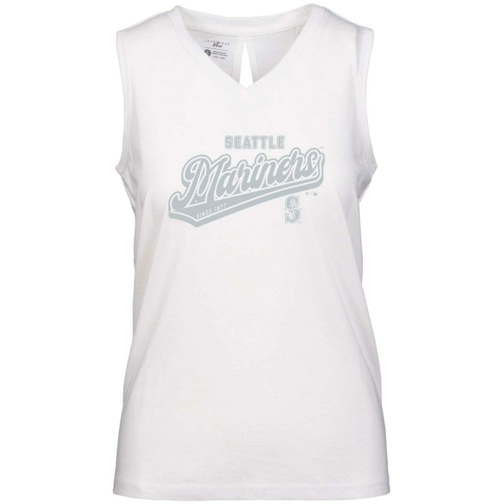 Seattle Mariners Levelwear Women's  Paisley Sweep V-Neck Tank Top - White Tanks