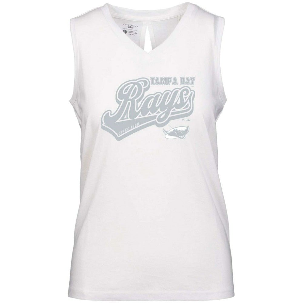 Tampa Bay Rays Levelwear Women's  Paisley Sweep V-Neck Tank Top - White Tanks