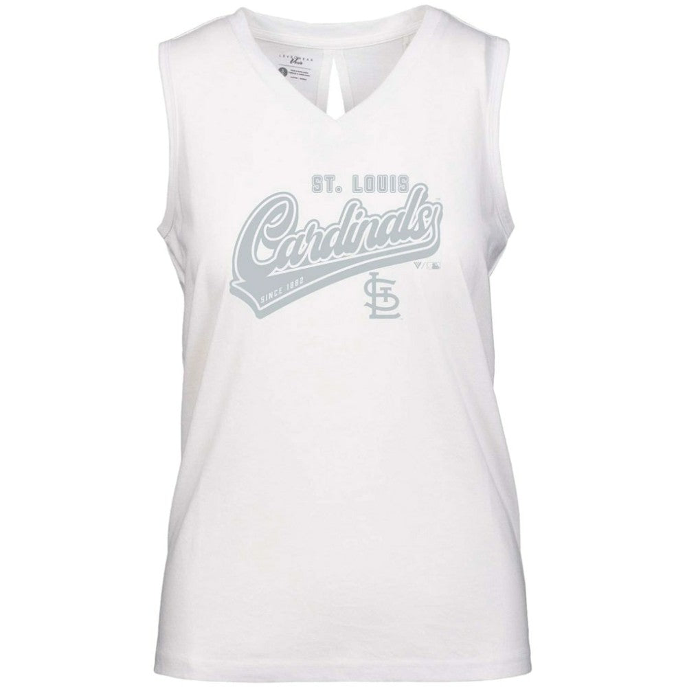 St. Louis Cardinals Levelwear Women's  Paisley Sweep V-Neck Tank Top - White Tanks